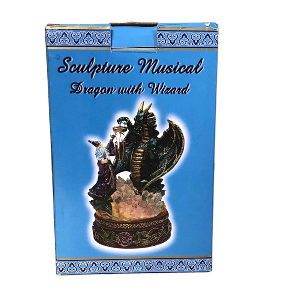 Vintage Musical Sculpture Fantasy Wizard And Dragon Crystals And Wind Chime - Picture 15 of 16
